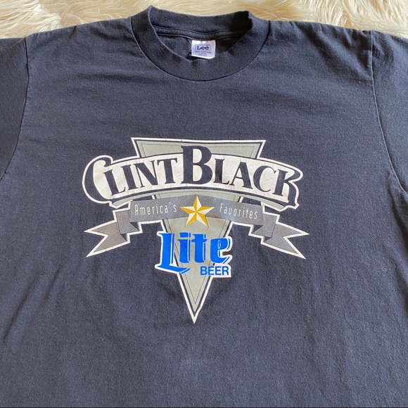 Vintage Clint Black Miller Lite Beer Promo T-Shirt 90s Country Music USA Made L - Picture 2 of 8